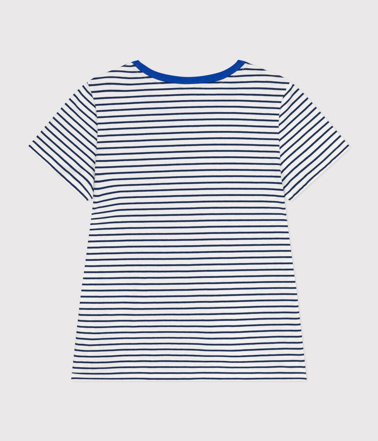 Women's The Straight round-neck cotton T-Shirt white/blue