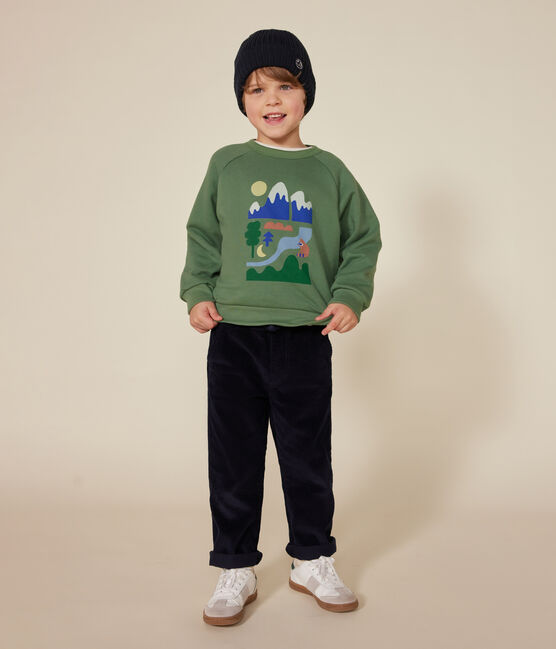 Boys' fleece sweatshirt PALMERAIE green