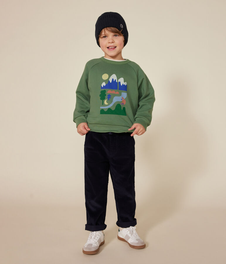 Boys' fleece sweatshirt PALMERAIE green