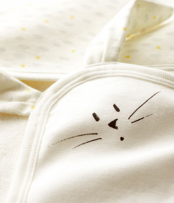 Babies' Square Bath Towel and Comforter Set in Terry and Organic Cotton MARSHMALLOW white/MULTICO white