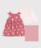 Babies' two-piece cotton outfit: a plain cardigan and a printed dress ROSEWOOD pink/MULTICO