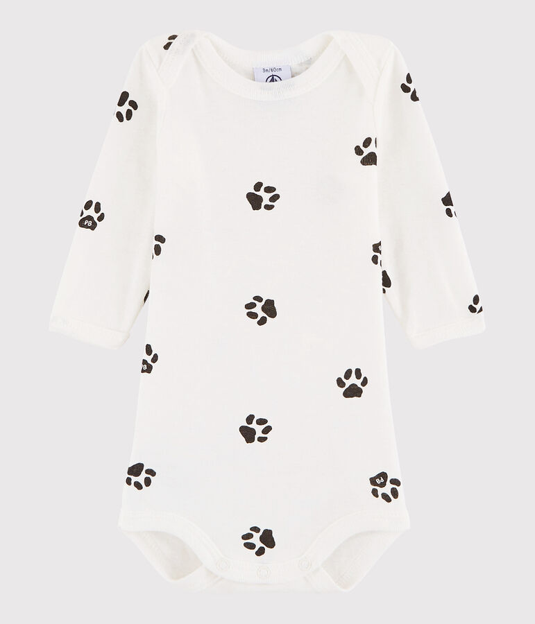 Unisex Babies' Long-Sleeved Bodysuit MARSHMALLOW white/CAPECOD grey