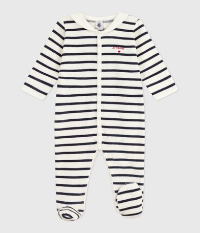 Unisex baby striped Velour Baby pyjamas