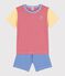 Boys' Blue Red and Yellow Pinstriped Short Cotton Pyjamas PEPS red/MULTICO white