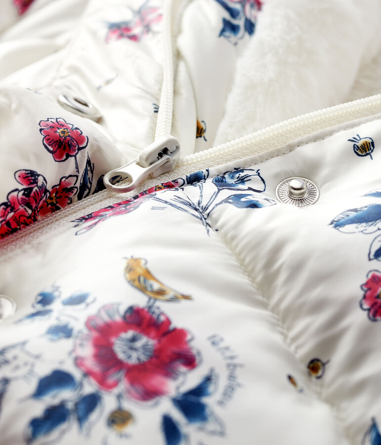 Baby girl's puffer jacket white/multicolor