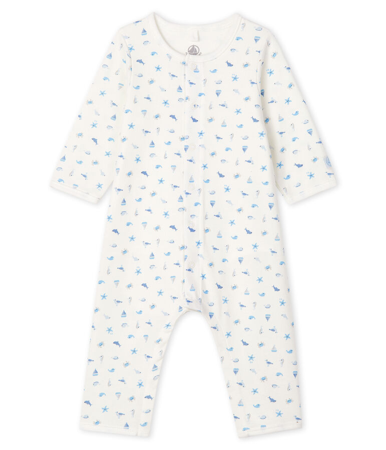 Footless Ribbed Bodyjama MARSHMALLOW white/MULTICO white