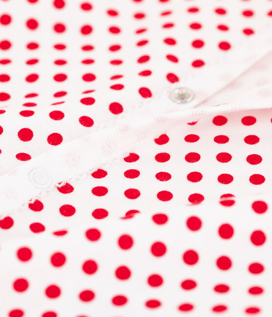 Babies' Spotted Ribbed Sleepsuit ECUME white/TERKUIT red