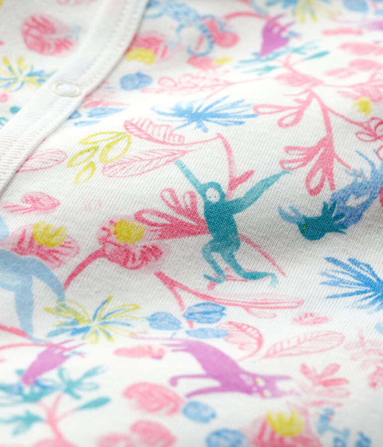 Baby Girls' Jungle Cotton Sleepsuit white/multicolor