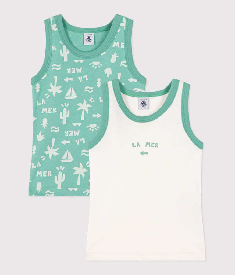 Children's printed cotton tank tops - 2-pack multicolor