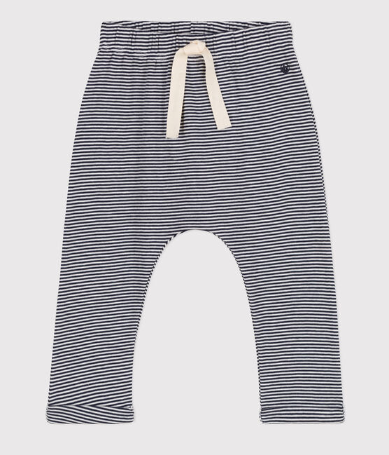 Babies' Organic Cotton Trousers SMOKING blue/MARSHMALLOW white
