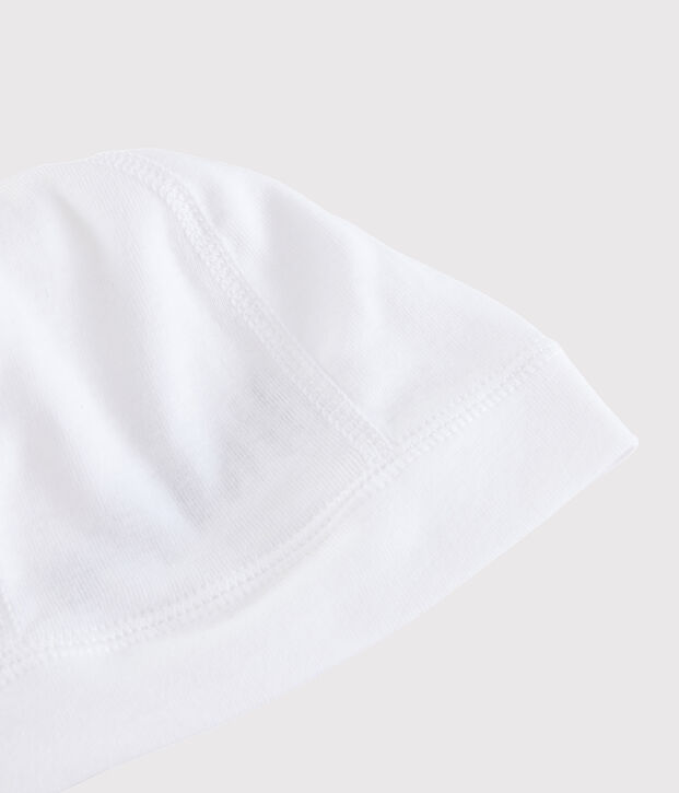 Newborn Babies' White Cotton Bonnet white