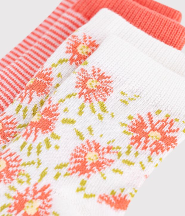 Babies' floral-print cotton socks - 2-pack multicolor