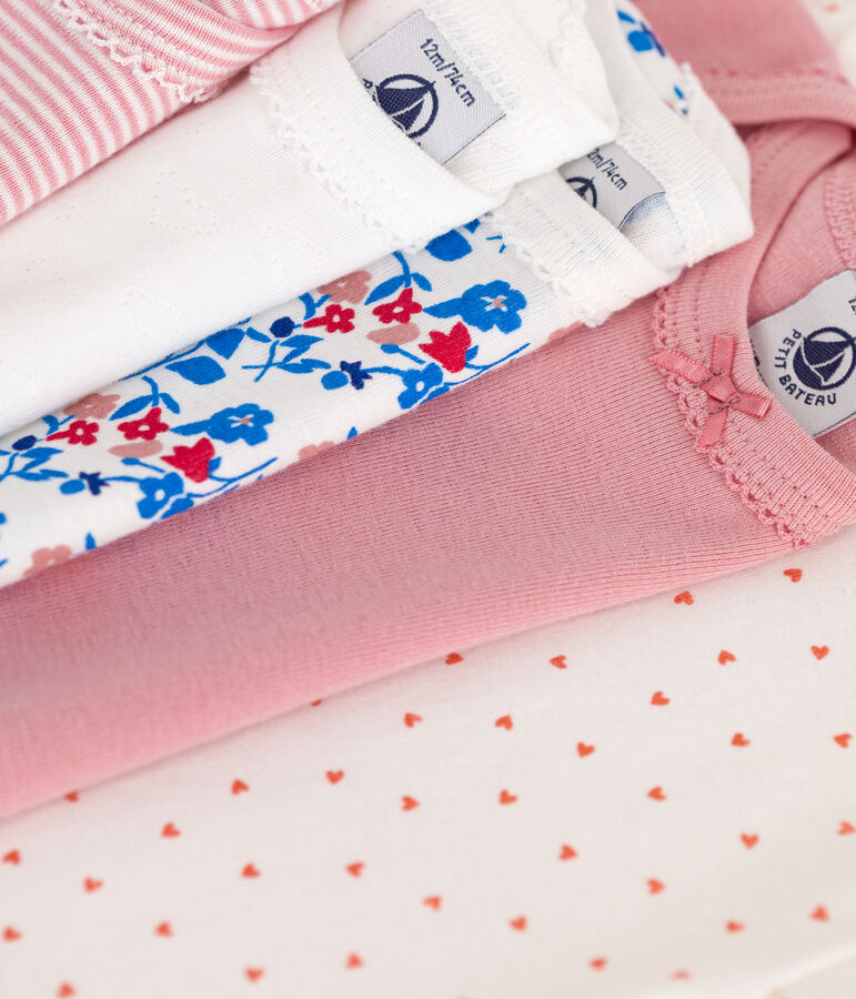 Babies' long-sleeved floral cotton bodysuits - 5-Pack multicolor