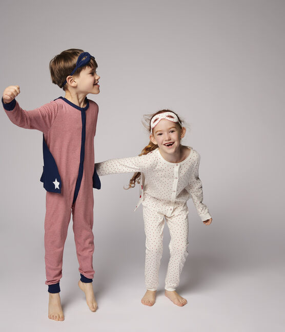 Boys' Superhero Fancy Dress Cotton Jumpsuit TERKUIT red/MARSHMALLOW white