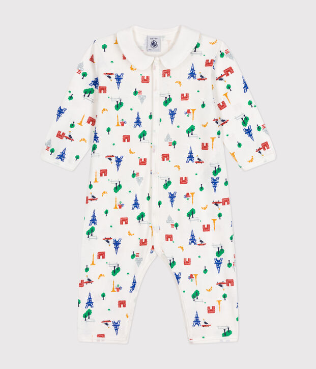 Babies' Paris Print Footless Cotton Pyjamas white/multicolor