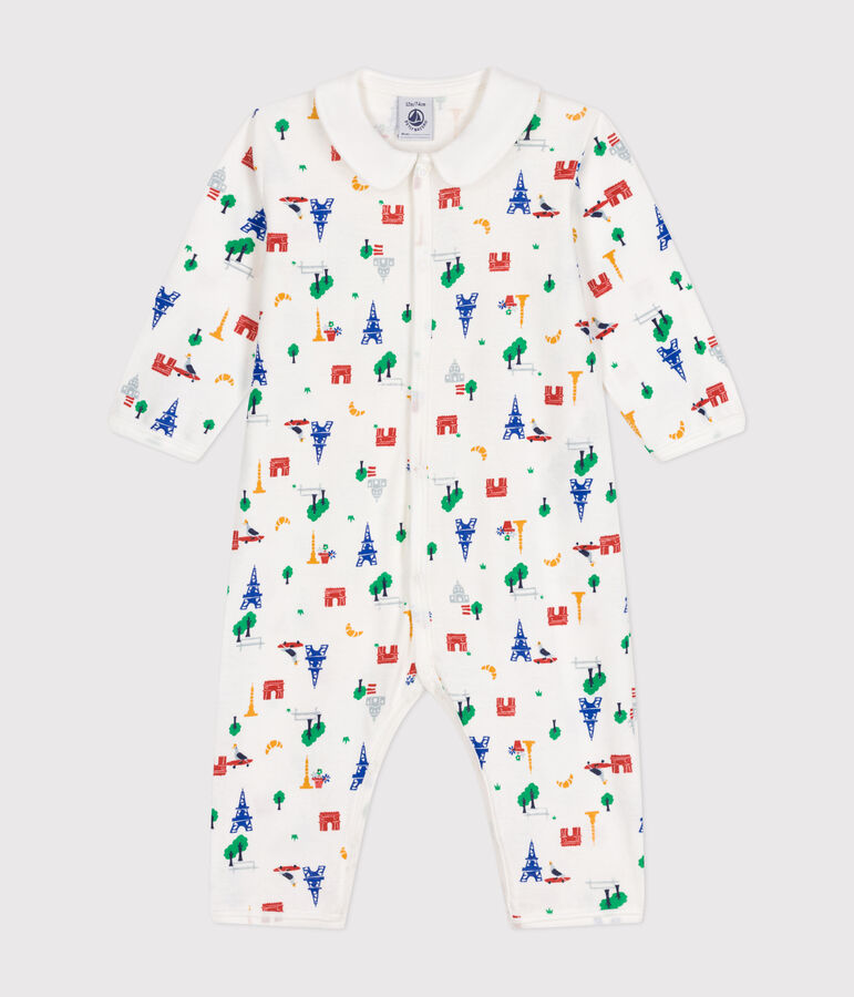 Babies' Paris Print Footless Cotton Pyjamas white/multicolor