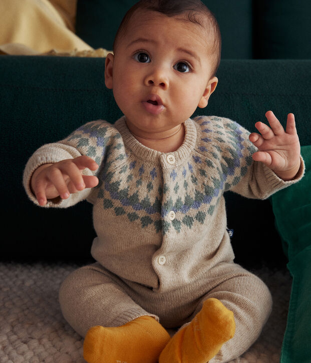 Babies' 2-piece knitwear set Ecru/multicolor