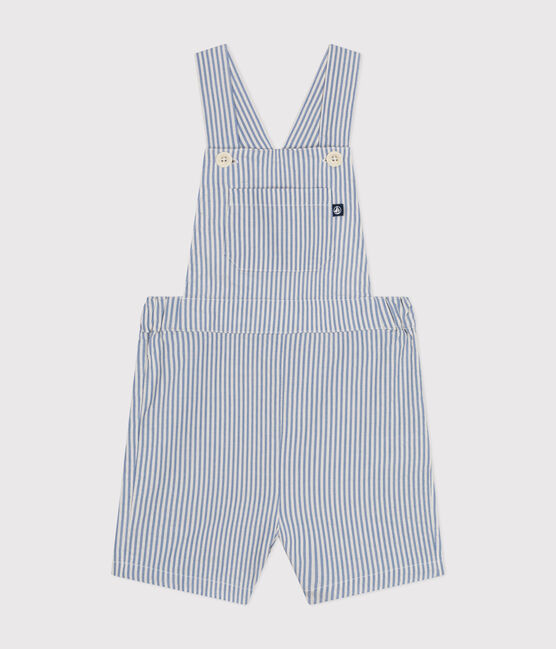 Babies' Seersucker Dungaree Shorts GAULOISE /MARSHMALLOW
