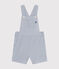Babies' Seersucker Dungaree Shorts GAULOISE /MARSHMALLOW