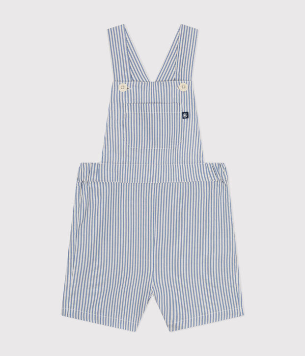 Babies' Seersucker Dungaree Shorts blue/white
