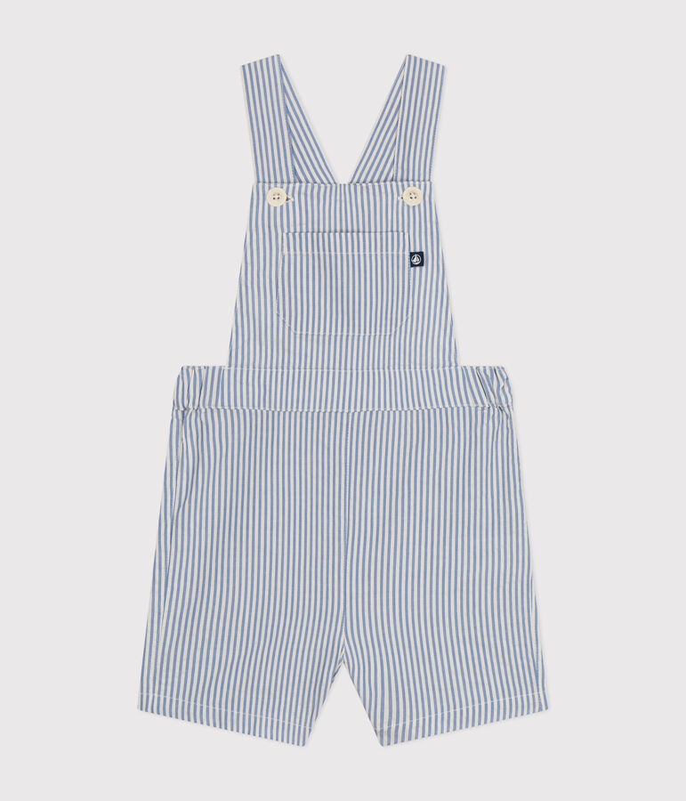 Babies' Seersucker Dungaree Shorts blue/white