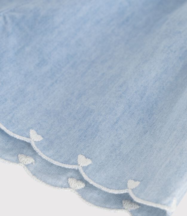 Babies' shorts in embroidered chambray blue