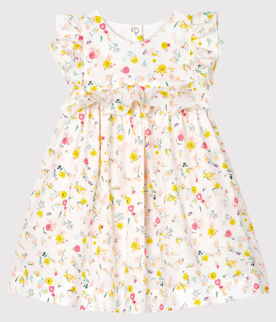 Baby Girls' Printed Short-Sleeved Dress MARSHMALLOW white/MULTICO white