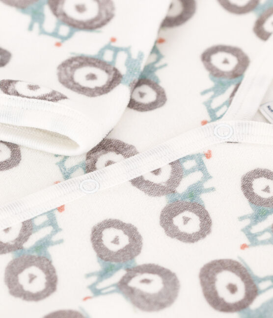 Babies' Velour Tractor Themed Pyjamas MARSHMALLOW white/MULTICO white