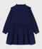 Girls' Long-Sleeved Velvet Dress BLEU FONCE