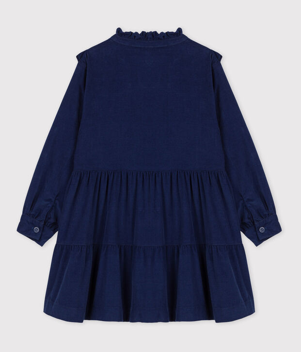 Girls' Long-Sleeved Velvet Dress blue