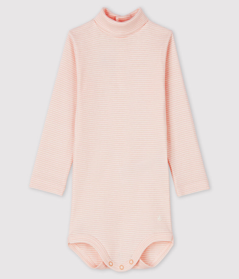 Baby's long-sleeved roll-neck bodysuit MINOIS pink/MARSHMALLOW white