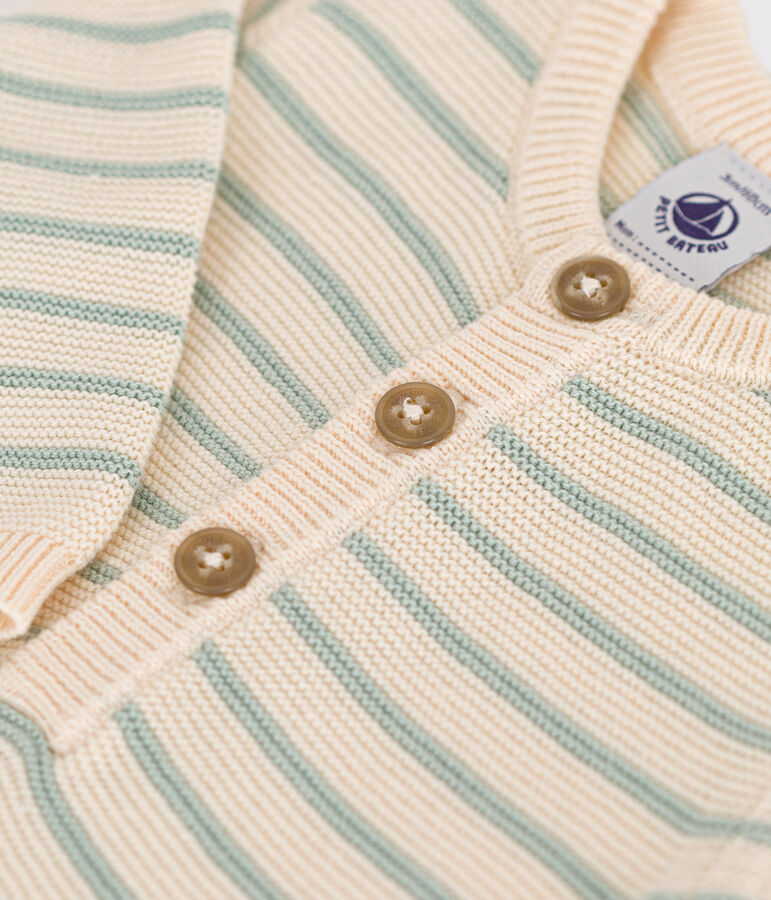 Babies' Knit Jumpsuit Ecru/green