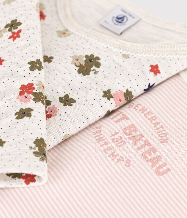 Girls' Flower and Stripe Cotton Pyjamas - 2-Pack multicolor