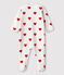 Baby cotton pyjamas with red hearts MARSHMALLOW white/TERKUIT red