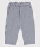 Babies' Striped Cotton Trousers MEDIEVAL blue/MARSHMALLOW white