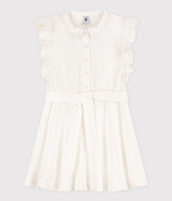 Girls' Sleeveless Seersucker Dress MARSHMALLOW white