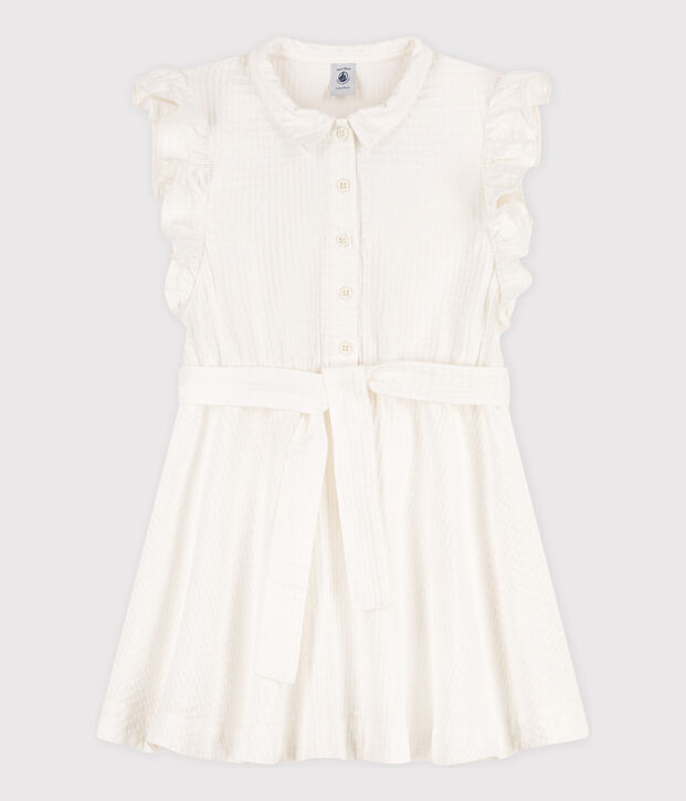 Girls' Sleeveless Seersucker Dress white