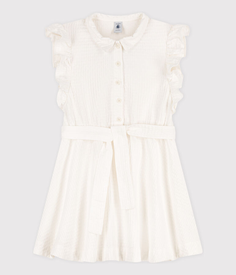 Girls' Sleeveless Seersucker Dress white
