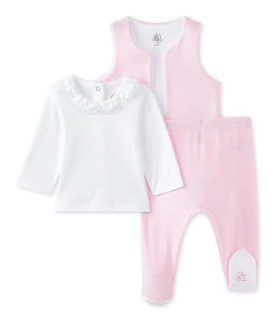 Baby girls' 3-piece set ECUME white/VIENNE pink