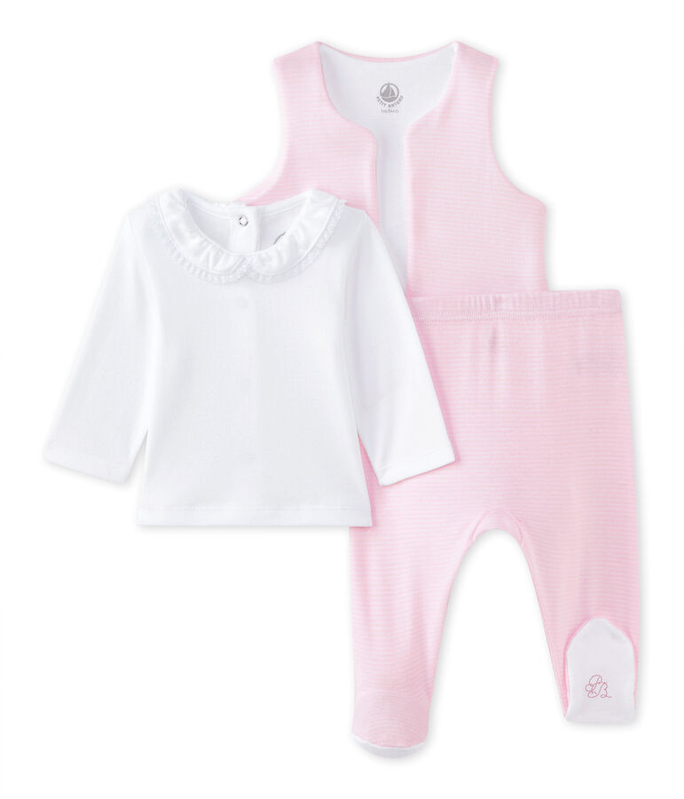 Baby girls' 3-piece set white/pink