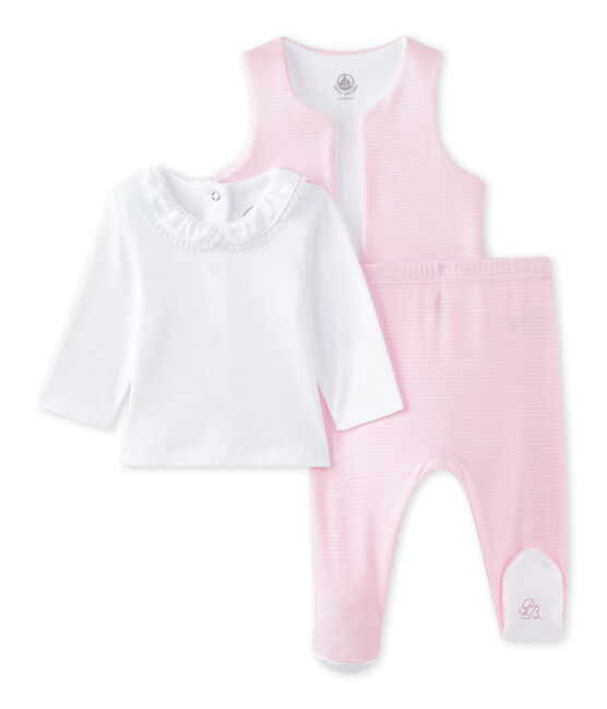 Baby girls' 3-piece set ECUME white/VIENNE pink