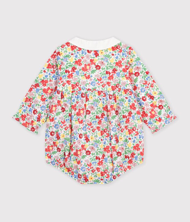Babies' flower print cotton playsuit white/multicolor