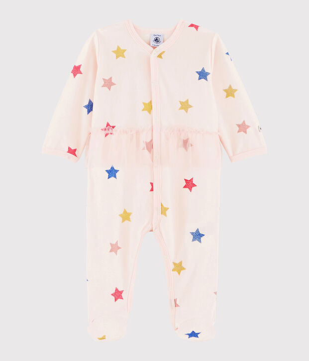Baby Girls' Starry Velour Sleepsuit pink/multicolor