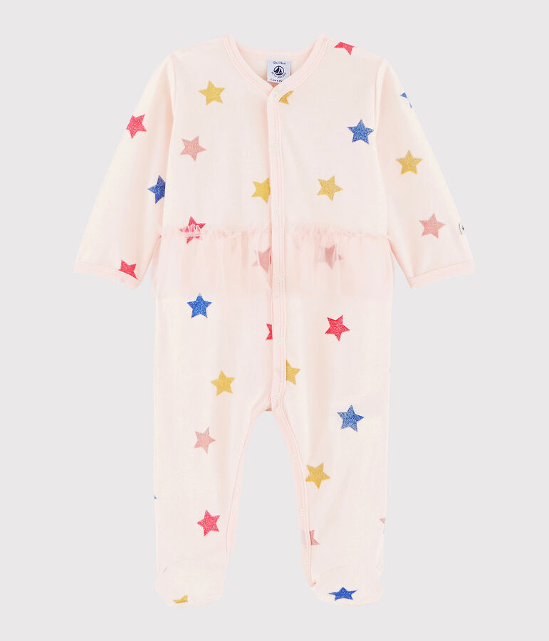 Baby Girls' Starry Velour Sleepsuit pink/multicolor