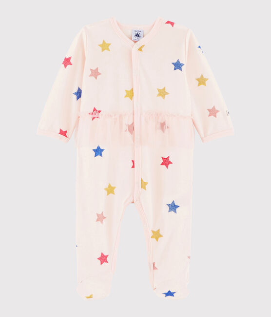 Baby Girls' Starry Velour Sleepsuit FLEUR pink/MULTICO white