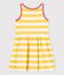 Girls' Sleeveless Stripy Cotton Dress ORGE yellow/MARSHMALLOW white