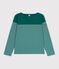 Women's cotton Breton T-shirt top green/white