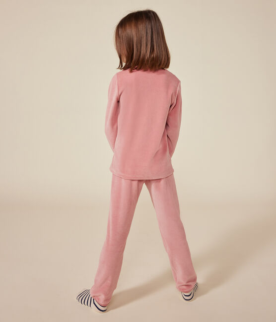 Children's plain velvet pyjamas ROSEWOOD pink