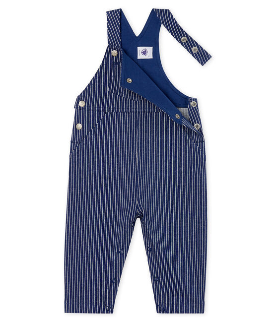 Baby Boys' Striped Knit Long Dungarees SMOKING blue/MARSHMALLOW white