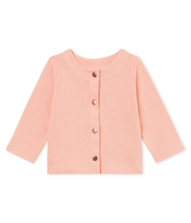 Baby girls' cotton/linen cardigan pink